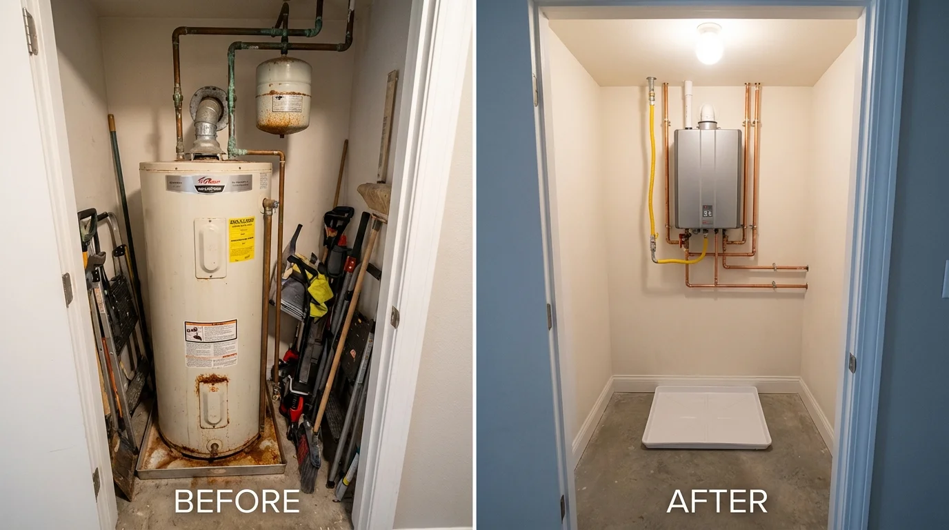 Tank water heater versus wall-mounted tankless unit comparison for Dover, NH homeowners